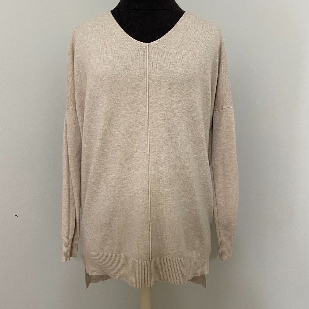 Bohme V-Neck Light Weight Tunic Sweater in Oatmeal